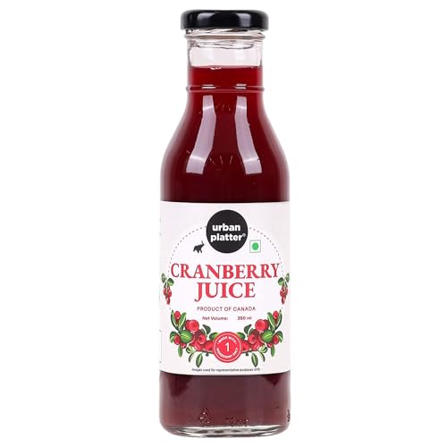 Image of Urban Platter 100% Canadian Cranberry Juice, 350ml (Glass Bottle, No Added Sugar & Preservative-Free, Antioxidant-Rich, Supports UTI Health, Ideal for Cocktails & Mocktails)