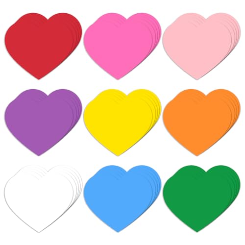 108 Pcs Heart Cutout Paper 3.93 x 3.93 Inch 9 Colors