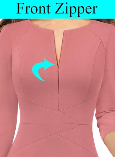 Image of VFSHOW Womens Work Business Office Zipper Up Slim Bodycon Sheath Dress