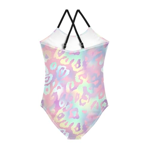 Pink Leopard Print Girls One Piece Swimsuits Summer Quick Dry Beach Bathing Suit2