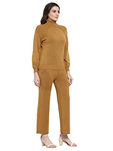 Image of Mafadeny Women Green Solid Turtle Neck Viscose Sweater
