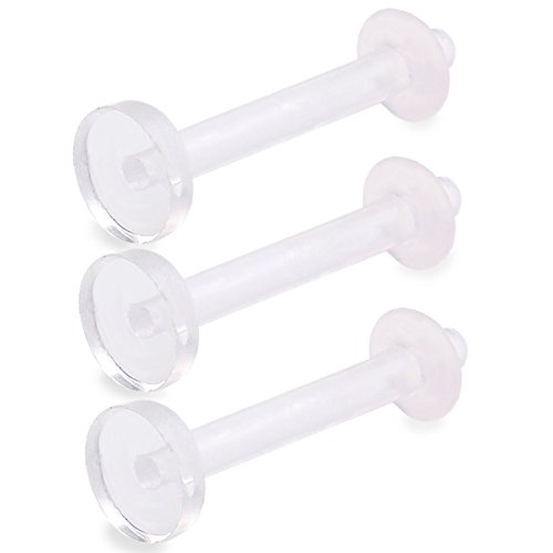 bodyjewelrytrend 3 Stück labret Retainer Piercing Flexibler Bioflex durchsichtig 1,2mm transparent lippenpiercing lippe Monroe Tragus Helix Ohr labret Stud stecker Set ohrring schmuck 8mm
