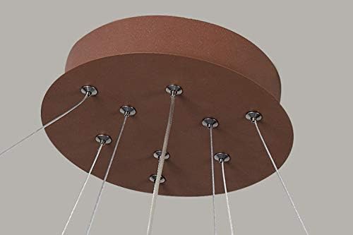 Modern LED Pendent Lamp Dimmable with Remote Control Table Dining Room Brown 2-Ring Pendant Light Chandelier Hanging Lampe Living Iisland Office Indoor Lighting Chandelier Ø38+Ø58CM 60W