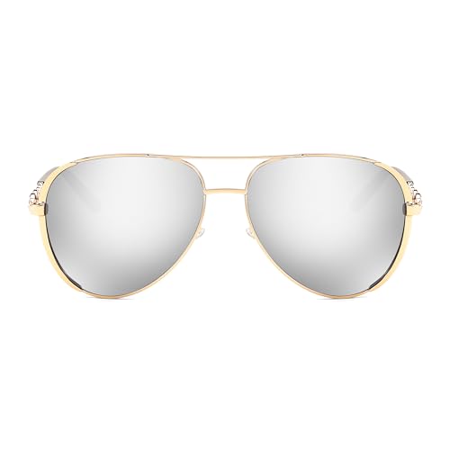 FEISEDY Retro Polarized Pilot Sunglasses for Women 70s Vintage Trendy Shades B41474