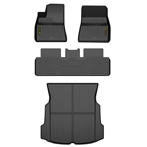 PIT66 TPE Floor Mats Fit Tesla Model 3 2017 2018 2019 2020 2021 2022 2023 Truck Accessories Cargo Liners All Weather Protection 4 PCS Alfombrillas Y Revestimiento para Maletero Black Fit Mod