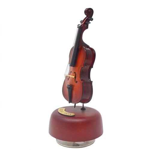 Image of AUGEN Exclusive Music Box Musical 360 rotatable Carousel Children's Wooden Men and Women Birthday Creative Christmas Valentine's Day Gift Home Decoration (Violin)