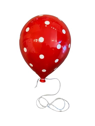 ARTARSOUF Red Polka Dot Glossy Ceramic Balloon Sculpture Modern Decorative