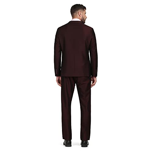 Image of Blackberrys Men Red Solid Slim Fit Suits
