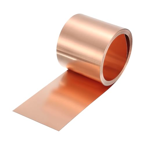 Feuille de cuivre 2500 x 50 mm bande de cuivre pur 0.5 mm pour électricité et projets de bricolage