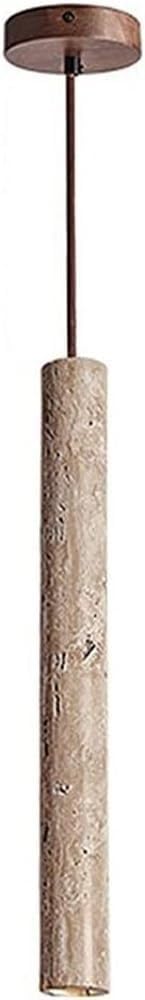 LYMSXAZOU Modern Minimalist Travertine Chandelier Cylinder Stone Pendant Light Adjustable Cord Hanging Fixture for Bedroom Living Room Dining Kitchen Island Accent Lighting(40cm)