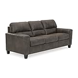 Signature Design by Ashley Navi Faux Leather Modern Queen Sofa Sleeper, Gray