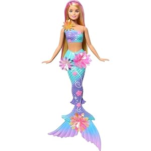 Barbie Mermaid Toy Dolls with Surprise Magic Blooming Flowers Feature, Ombre Tails, Pearl Headband Accessory & Long Blonde Hair with Pink Highlights
