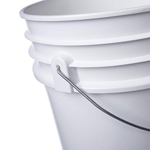 Hudson Exchange Premium 5 Gallon Bucket, Hdpe, White, 6 Pack #TOP3