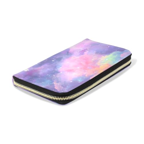 Long Wallets Leather Bifold Wallet for Women Colorful Clouds Spots with Zipper Credit Card Holder Large Capacity4