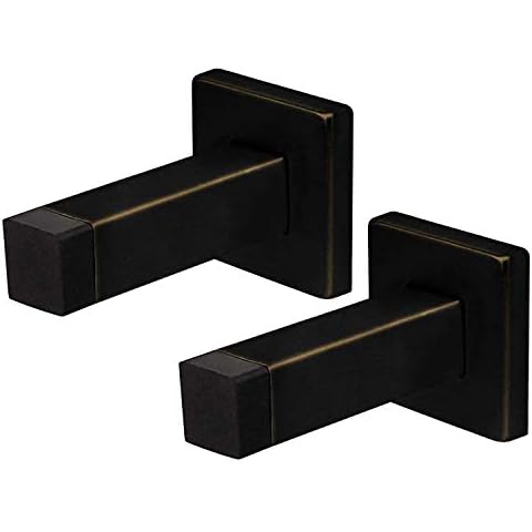Nuk3y Modern Square Wall Door Stop or Coat Hook, 2 Pack (Oiled Rubbed Bronze) Cover