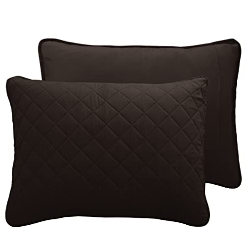 Easy-Going Twin Size Reversible Quilt Set With 1 Quilt And 1 Pillow Shams, Soft Bed Quilt Cover, Water Resistant Lightweight Microfiber Bedspread, Stain Resistant, Chocolate/Beige #TOP3