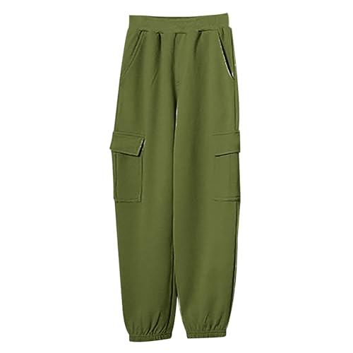Children's Tracksuit Pants Overalls Boys Girls Solid Cargo Sweatpants Toddler Kids Street Baggy (Green, 11-12 Years)