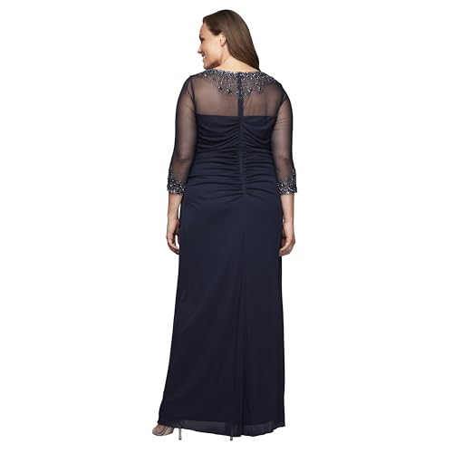 Image of Alex Evenings Womens Plus Size Long Sleeve Sweetheart Neckline Dress
