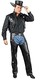 Charades mens Faux-leather Chaps and Vest Costume, Adult Sized Costumes, Black, Large US