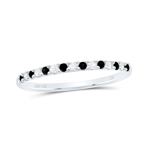 14kt White Gold 1/6 Cttw Natural Diamond Black Diamond Fashion Bridal Wedding Engagement Anniversary Womens Band, Women Size: 5-9