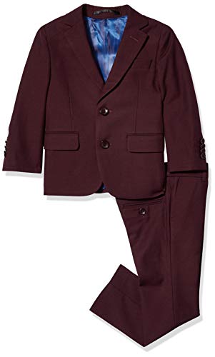 Isaac Mizrahi Boys' 2-Piece Slim Cut Wool Blend Suit, Burgundy, 10