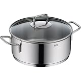 Silit Extra Cook, Bratentopf 24 cm mit Glasdeckel, Innenskalierung, breiter Schüttrand, hochwertiger, spülmaschinenfester Crominox-Edelstahl, Kochtopf groß, optimale Wärmeverteilung, Induktion