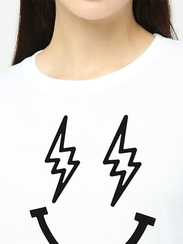 Image of STATUS MANTRA Women's Cotton Round Neck Regular Fit Sweatshirt | Full Sleeves and Smile Printed | Comfort Colour T-Shirt | Available in Multicolor & Size Small to 2XL