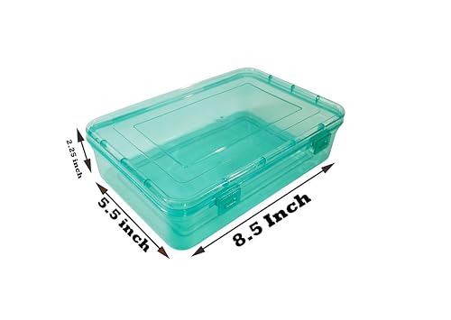 Image of Feliz Green Coloured Plastic Medium Storage Boxes Size 8.5 x 5.5 x 2.25 inches (Set of 5)