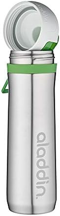 Aladdin Active Hydration Thermavac Stainless Steel Sports Water Bottle 0.6L Green  Leakproof Lid - Thermos Flask with Refill Tracker - BPA-Free Gym Bottle - Dishwasher Safe