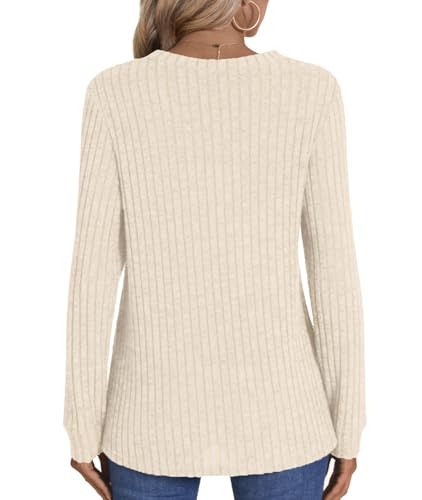 HOTGIFT Sweaters for Womens Winter Long Sleeve V Neck Shirts Casual Loose Fall Fashion Pullover Clothes4