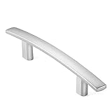 CAULDHAM 10 Pack Solid Kitchen Cabinet Arch Pulls Handles (3' Hole Centers) - Modern Curved Drawer/Door Hardware - Style M242 - Satin Nickel