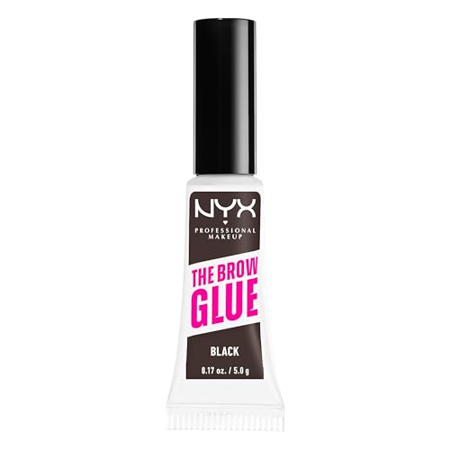 Image of NYX Professional Makeup Brow Gel, The Brow Glue, Tinted Eye Brow Gel, Instant Brow Styler for Laminated Brow Look with 24 Hour Extreme Hold, Waterproof, Non-Sticky, Black
