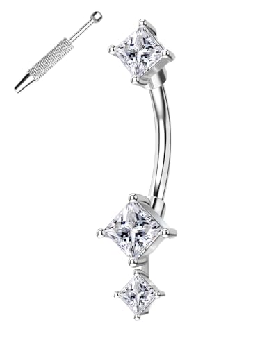 Agrewd Minimalist Rook Earrings Square Zirconium 6MM Silver Rook Piercing Jewelry Stainless Steel 16G Belly Button Ring Dainty Eyebrow Rings