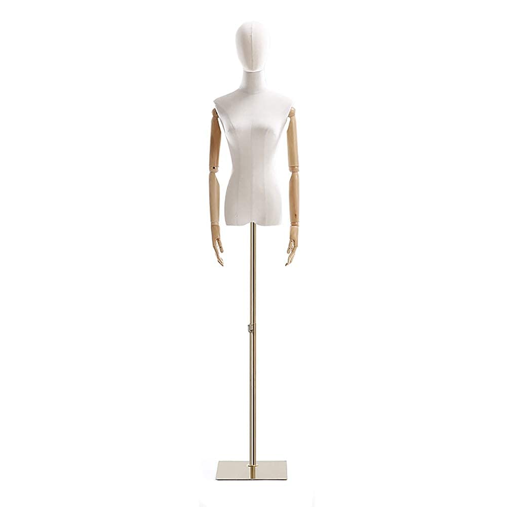 UWYTGF Female Tailors Dummy Mannequin Torso Mannequin Stand,Female Mannequins Female Mannequin Torso Clothing Display,Half Body Manikin with Gold Metal Base for Photography/Disp,with Arms,S