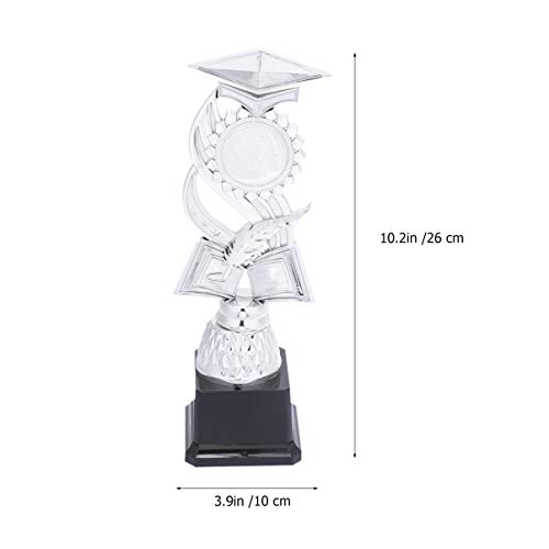 NUOBESTY Chapéu de plástico prateado com troféu de formatura, vencedor da taça do prêmio Troféus par