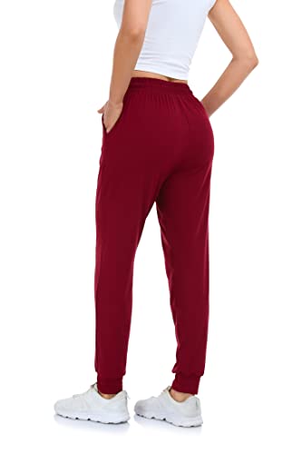 Mgput Women's Joggers Pants With Pockets,Drawstring Running Sweatpants For Women Tapered Active Yoga Lounge Casual Pants(Typ601-L/Xl-B/Mgr/Gr/Bur) #TOP5