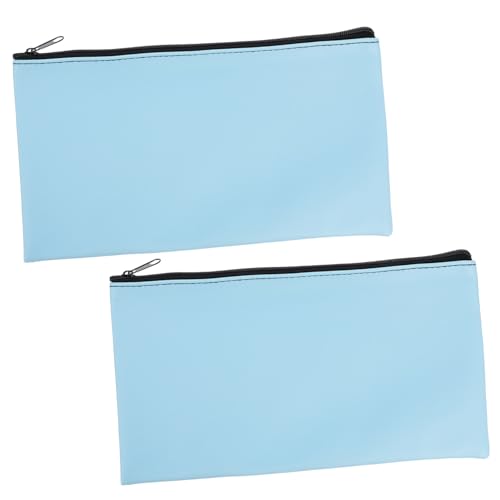 PU Leather Money Deposit Bag Zipper 2pcs Cash Storage Pouches for Bank Supplies Receipts and Daily Use for Organizing Coins and Bills
