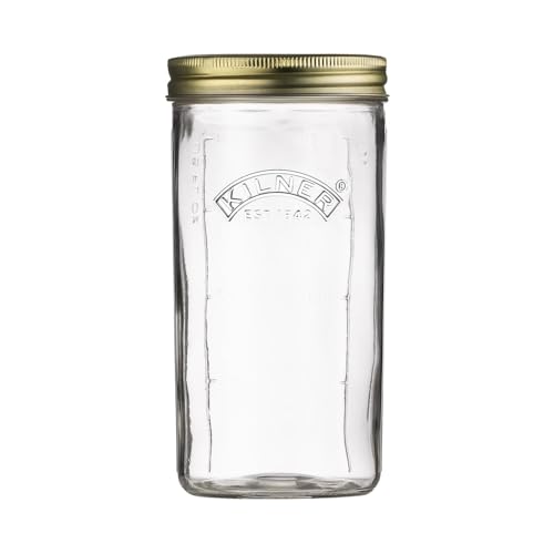 Image of Kilner Premium 1L Glass Wide Mouth Preserve Jar for Preserving and Storing | Reusable, Eco-Friendly Food Storage Container with Screw Lid for Kitchen