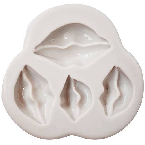 ScivoKaval Lips Silicone Fondant Mold Makeup Theme Wedding Lip Love Kiss Mould for Cake Decoration Chocolate Sugar Craft Gum Paste Polymer Clay Valentine's Day Baby Shower Bachelor Party Supplies