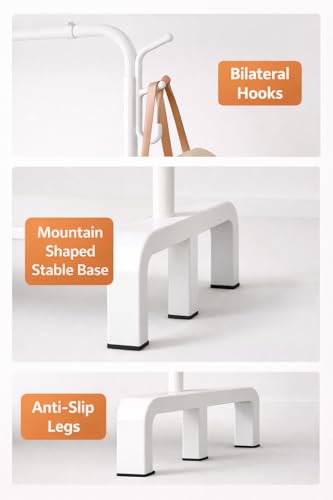 Image of Raawan Heavy Duty Double Rod Clothes Rack with Side Storage Shelves | Metal Garment Stand Organizer | Space Saving Cloth Hanger Stand for Bedroom, Living Room & PG (1 LAYER WHITE)