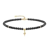 SOFYBJA Black Obsidian Beads Choker Necklace Gold Star Zircon Pendant Necklace Women Chakra Healing