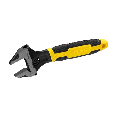 Image of STANLEY 90-948 MAXSTEEL 8 inch (200mm) Adjustable Wrench, Bi-Material Handle with CONTROL-GRIP, Ideal for Plumbing, Automotive,Furniture Assembly, Outdoor Equipment Maintenance & General Household Tasks