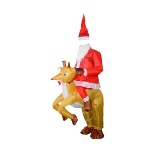 simhoa Fantasia inflável de Papai Noel, roupa de cosplay de Natal para desfile, Papai Noel Monta em
