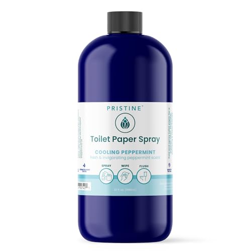 Image of PRISTINE Toilet Paper Spray, As Seen on Shark Tank, Flushable Wipe Alternative, Personal Cleansing Bathroom Spray for Regular Toilet Tissue, Bidet Alternative, Made in USA, Cooling Peppermint, 32oz