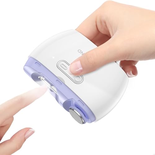 Elektrischer automatischer Nagelknipser, tragbare Nagelfeile, kein Lärm, Nagelreste, Nagelabdecken, Schleifen und Polieren, 2-in-1, einfache Bedienung, LED-Licht, Nagelschneider, Schneider für Kinder