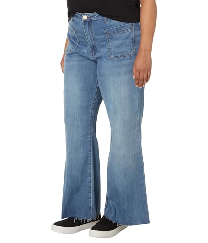 KUT from the Kloth Women's Meg High Rise Wide Leg Zip Fly-Raw Hem Patch Pockets