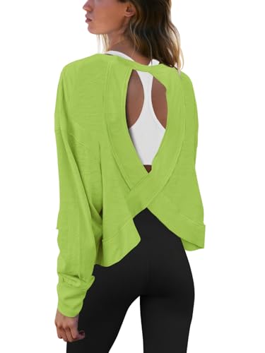 Image of Panadila Womens Open Back Workout Tops Long Sleeve Shirts