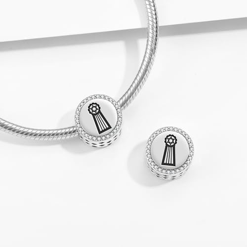 Mu Lemurian Symboles cosmogoniques en argent sterling 925 avec symbole totem spirituel emblème pendentif DIY bijoux perles compatibles avec les bracelets à breloques originaux – vue 2
