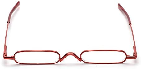 ZUVGEES Easy Carry Mini Compact Slim Reading Glasses—Lightweight Portable Readers with w/Pen Clip Tube Case (Red, 2.00) - 2