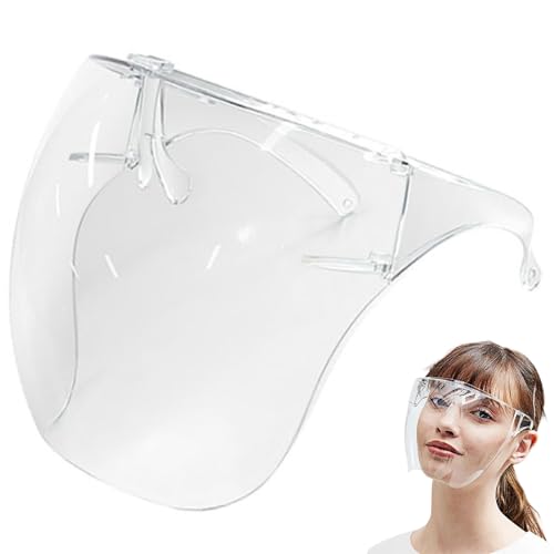 Mascarilla transparente, protector facial con gafas, máscara de protección completa transparente antivaho, protector contra salpicaduras de plástico reutilizable para mujeres, hombres y niños